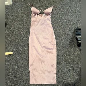 Purple satin dress with underwire and cutouts